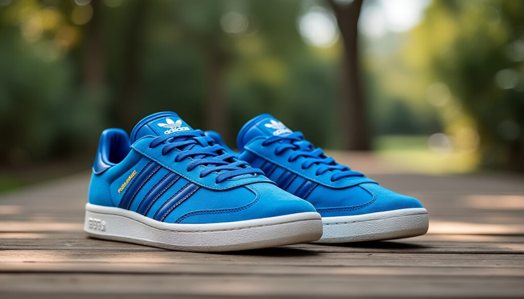 découvrez les baskets adidas handball spezial bleu, des chaussures rétro en suède alliant style vintage et confort optimal pour vos activités sportives et votre quotidien.