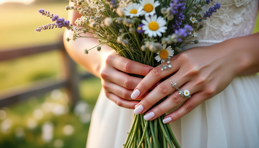 découvrez des idées d'ongles mariage champêtre alliant naturel et élégance pour sublimer votre journée spéciale avec un style authentique et raffiné.